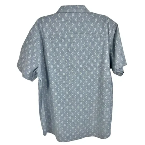 Travis Mathew Blue Gray Diamond Print Short Sleeve Button Down Shirt Men’s XL - Picture 2 of 8